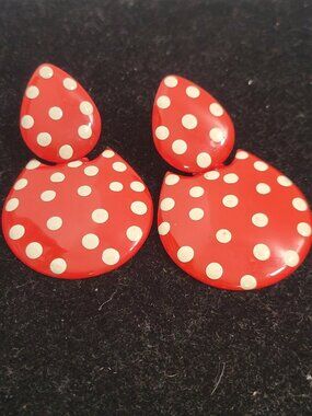 Vintage 70's Metallic Polka Dot Earrings-Clip ons